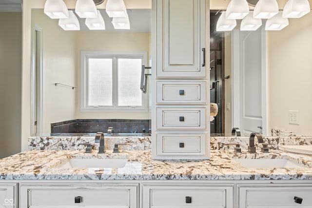 bathroom featuring dual bowl vanity