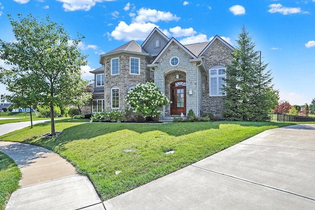 view of front facade featuring a front yard