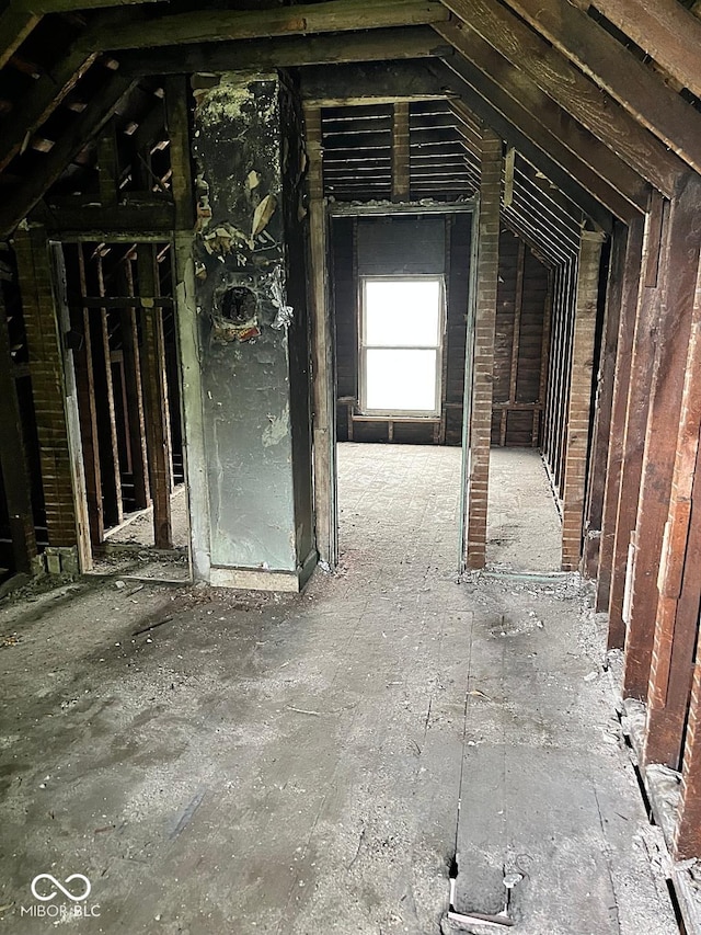 view of unfinished attic