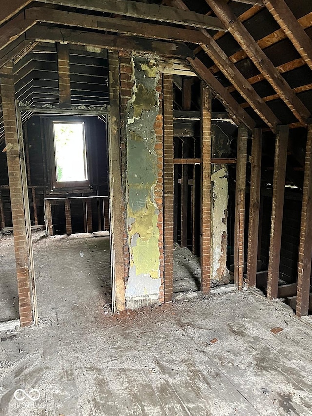 view of unfinished attic