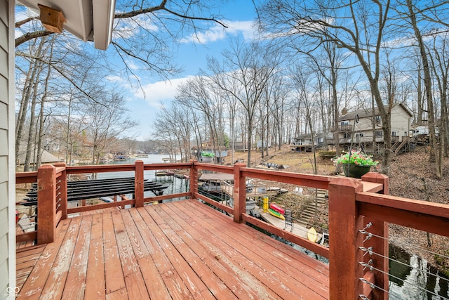 deck with a water view