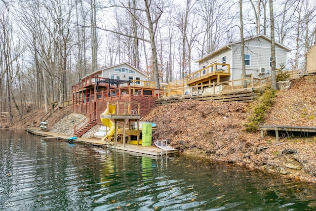 dock area with a water view