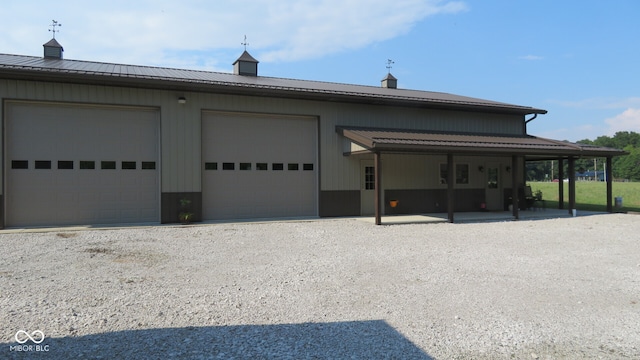 exterior space with a garage