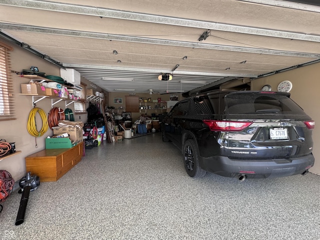 garage with a garage door opener