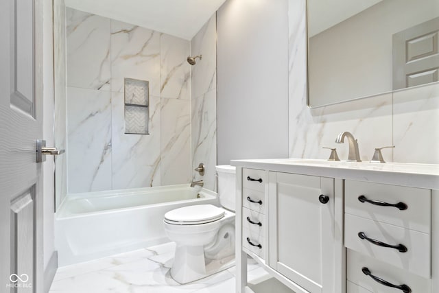 4513 Norwaldo Ave, Indianapolis, IN 46205 - full bathroom featuring tiled shower / bath, vanity, and toilet