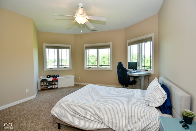 bedroom with carpet and ceiling fan