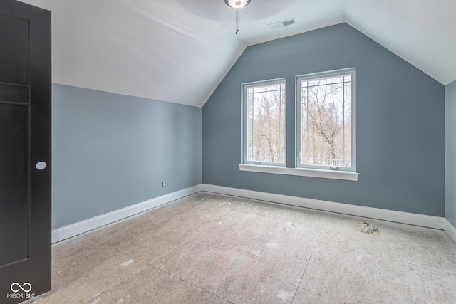 bonus room featuring vaulted ceiling