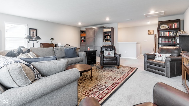 living room featuring carpet floors