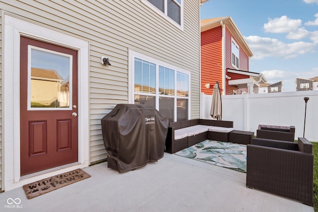 view of patio / terrace with area for grilling and an outdoor hangout area