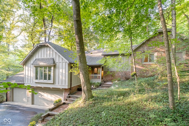 view of front of property with a garage