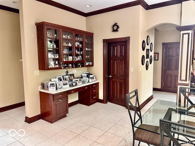 interior space with ornamental molding