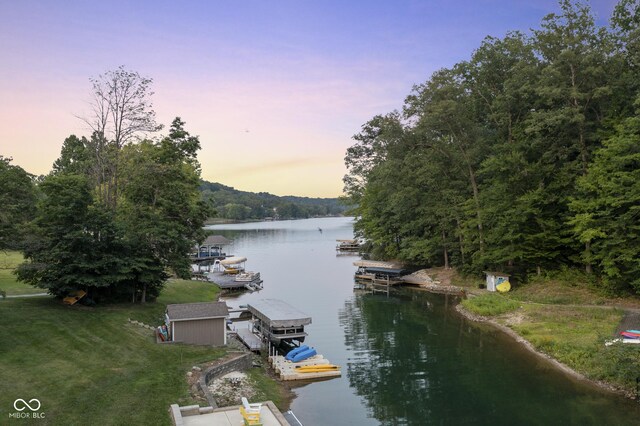 view of water feature featuring a dock