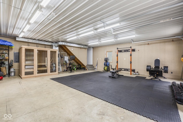 exercise room with electric panel