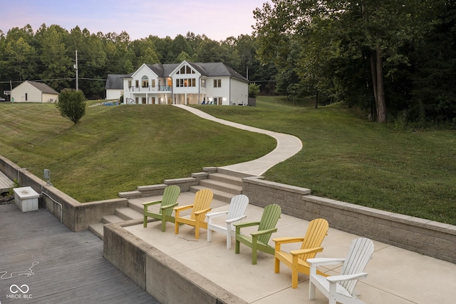 exterior space with a yard and a patio