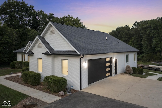 exterior space with a garage