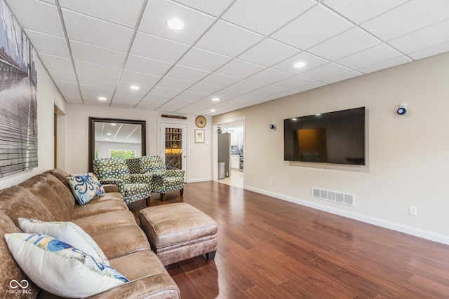 living room with hardwood / wood-style flooring