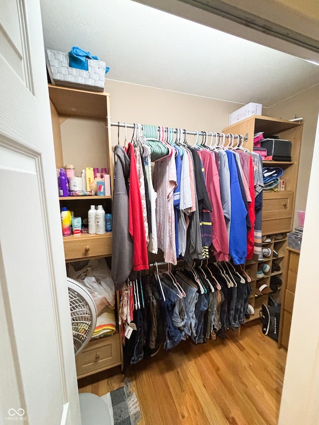 spacious closet with wood finished floors