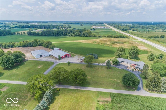 drone / aerial view with a rural view