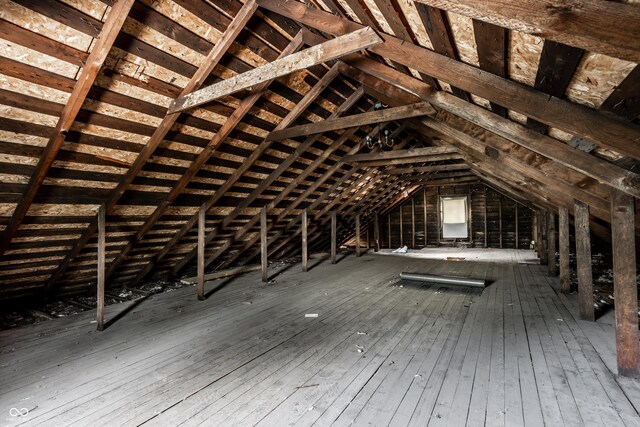 view of unfinished attic