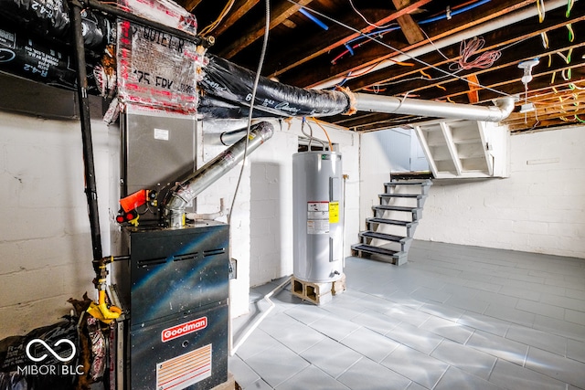 basement with water heater