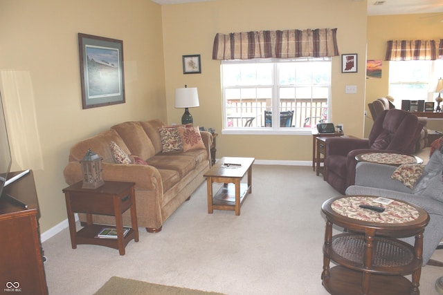 living room featuring carpet flooring