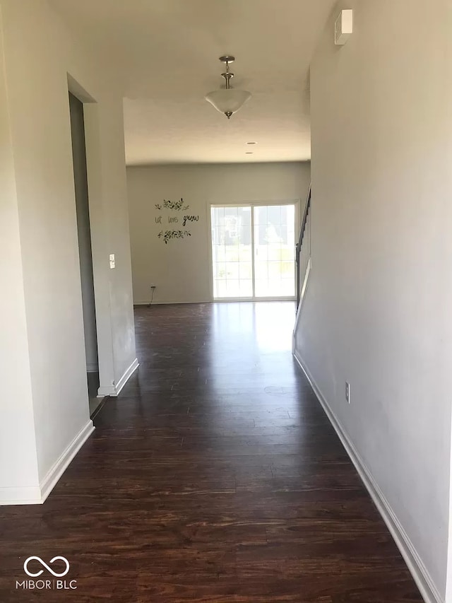 hall featuring dark hardwood / wood-style floors