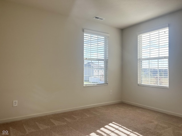 unfurnished room featuring carpet floors and a healthy amount of sunlight