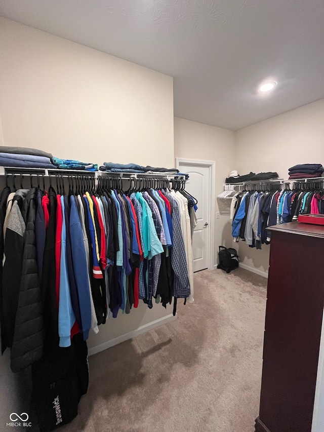 spacious closet with carpet floors