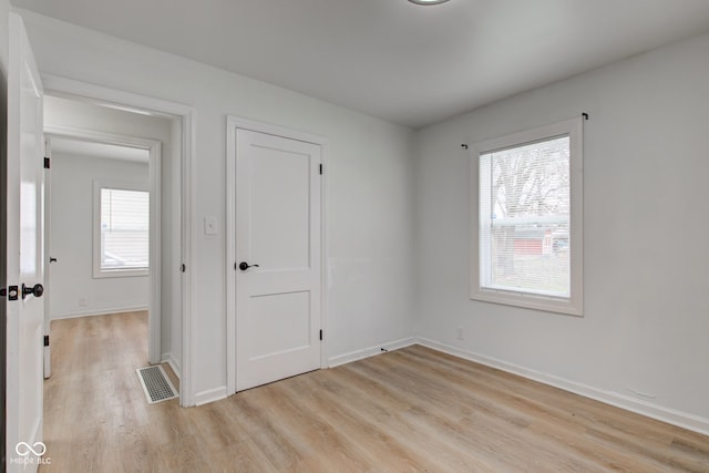 empty room featuring light wood-type flooring