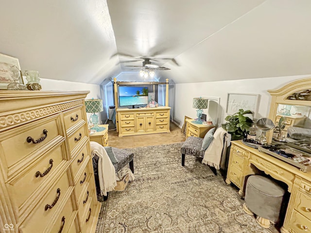 5647 W Mooresville Rd, Indianapolis, IN 46221 - bedroom featuring lofted ceiling and ceiling fan