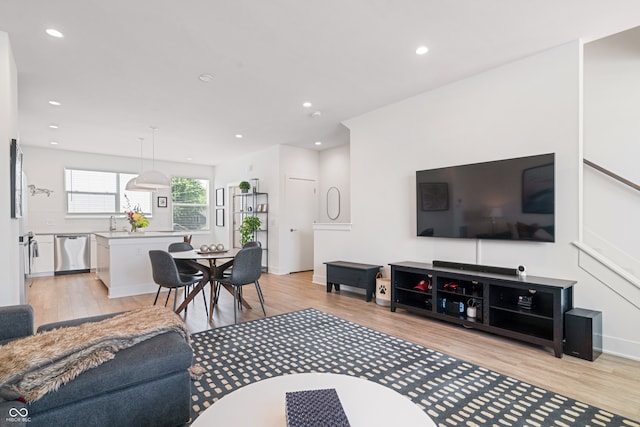 living room featuring light hardwood / wood-style flooring