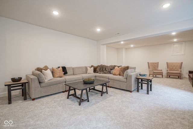 living room with light carpet