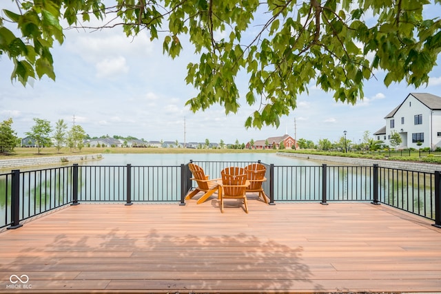 deck with a water view