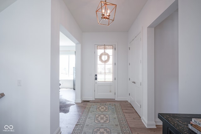 foyer featuring wood-type flooring