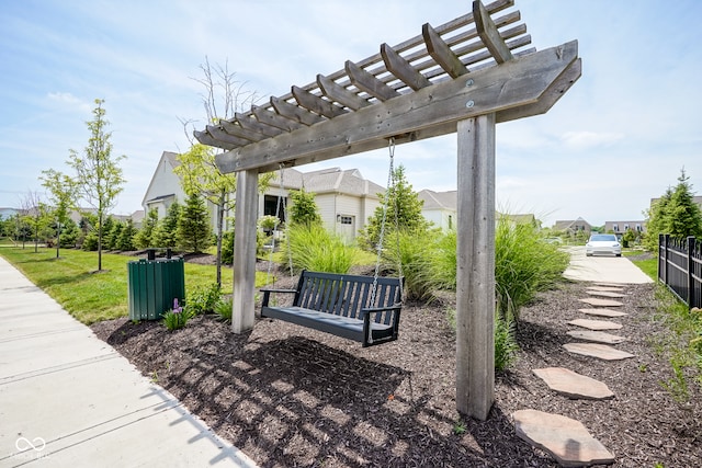 surrounding community with a pergola