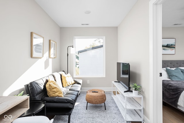 living room featuring hardwood / wood-style flooring