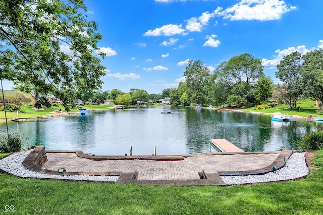 property view of water featuring a dock