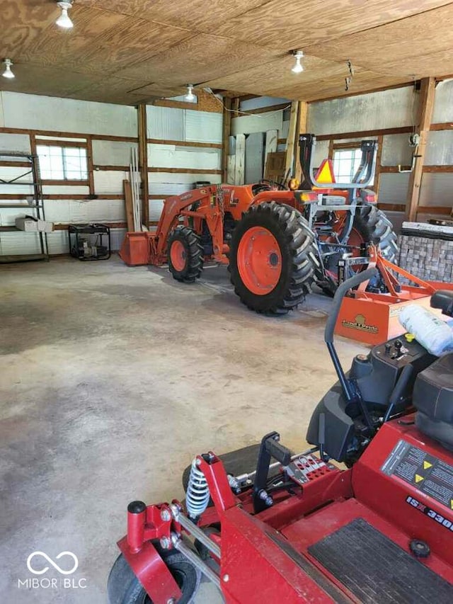 garage with wooden ceiling