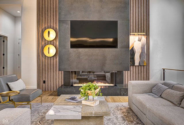 living room with wood-type flooring