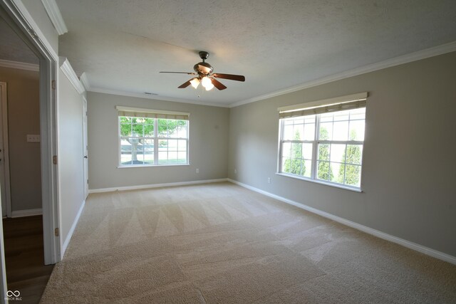 spare room with carpet, ceiling fan, and a wealth of natural light