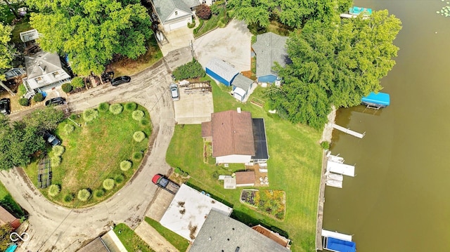 bird's eye view featuring a water view