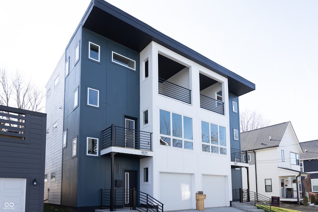 exterior space with a garage