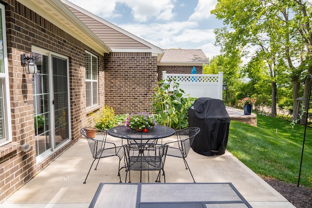 view of patio / terrace with a grill