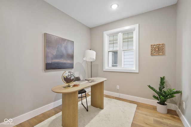 office space featuring light hardwood / wood-style flooring