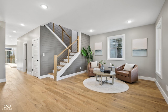 sitting room with light wood-type flooring