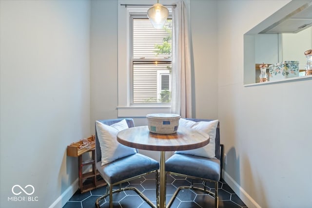 tiled dining room with a healthy amount of sunlight