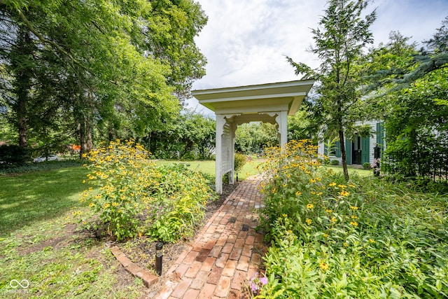 view of property's community featuring a lawn