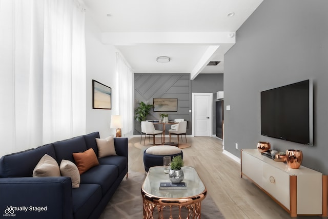 living room featuring light hardwood / wood-style floors