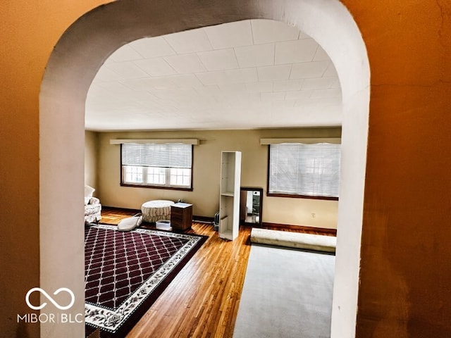 interior space with light hardwood / wood-style flooring