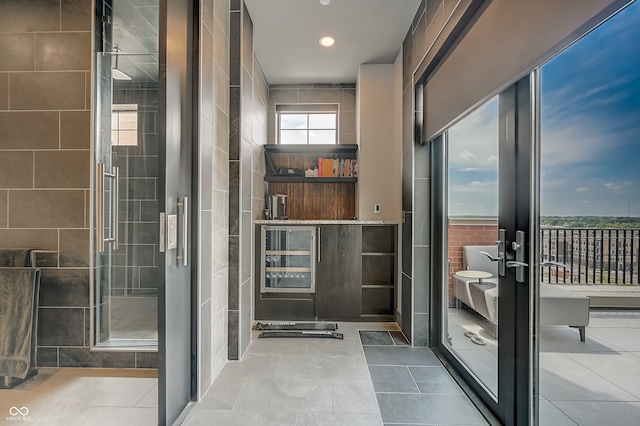 interior space with tile patterned floors